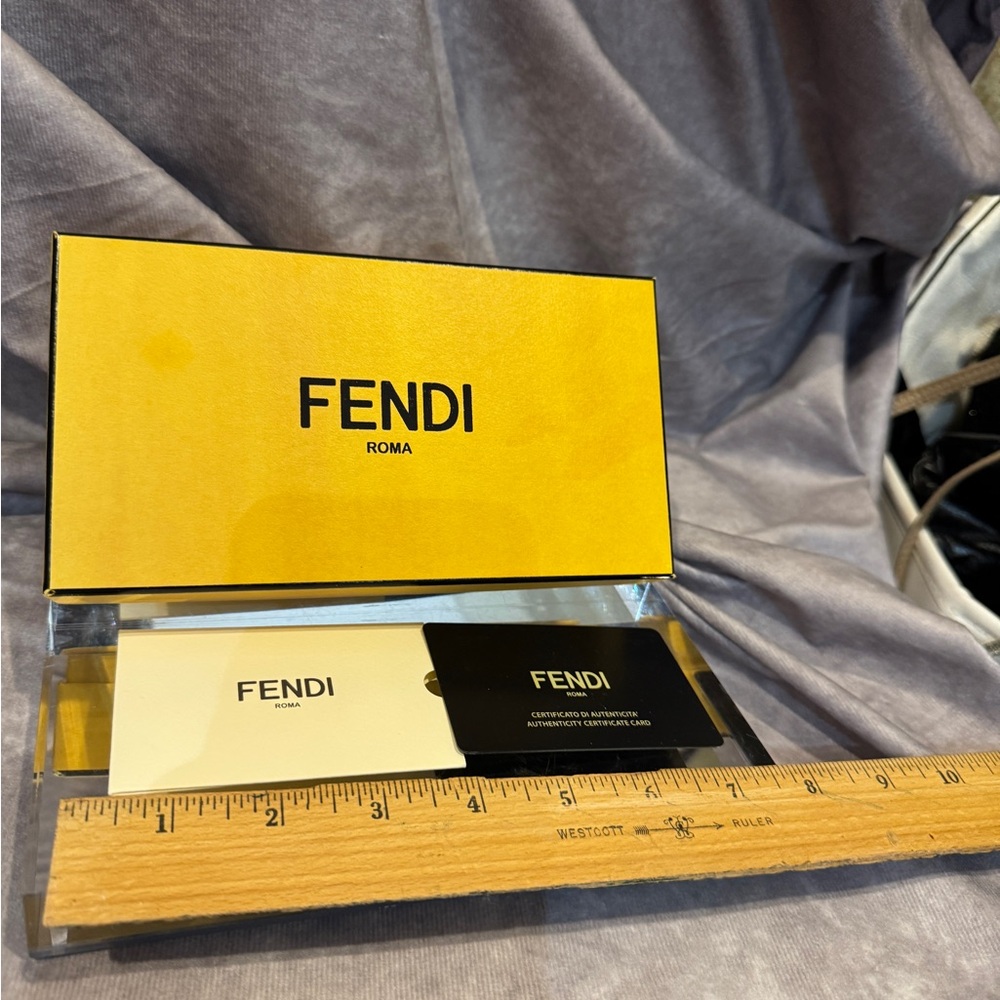 Fendi Yellow Box with Black Logo and Cards